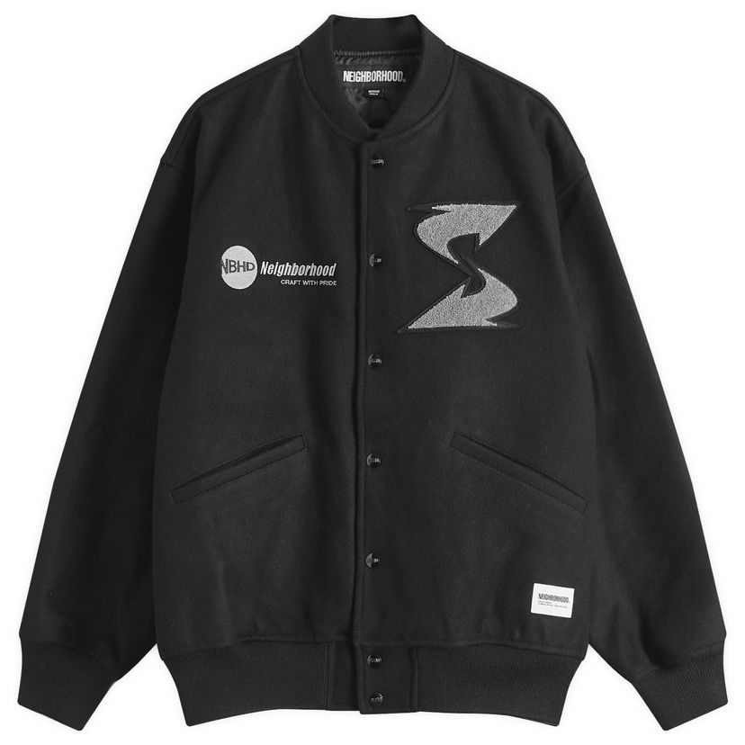 Яке бомбър Neighborhood Black Stadium Jacket Черно | 242SZ49N-JKM01-BLK