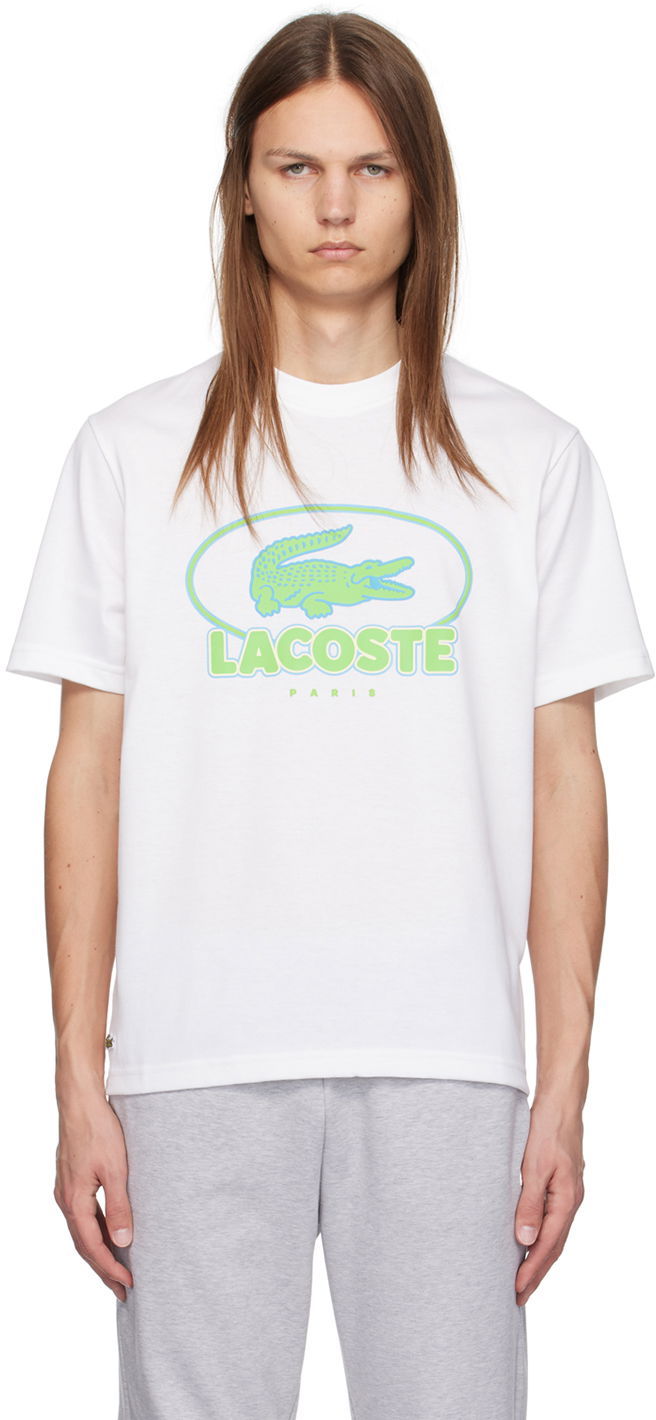 Тениска Lacoste White Graphic T-Shirt Бяло | TH2806_001