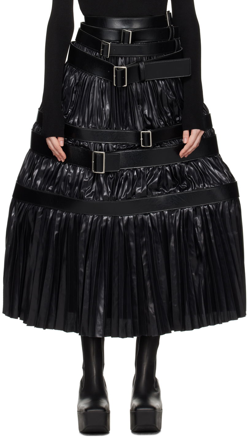 Пола Junya Watanabe Tiered Belted Maxi Skirt Черно | JN-S001-051