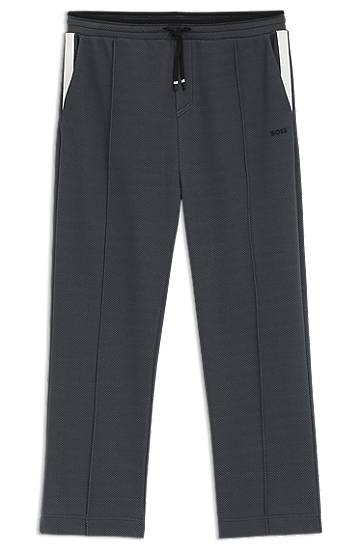 Спортни панталони BOSS Relaxed-Fit Quilted Jacquard Tracksuit Bottoms Сиво | 50543145