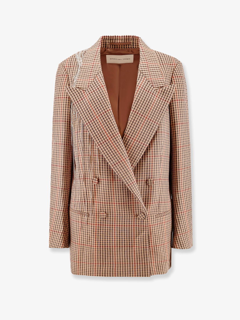 Яке Dries Van Noten Double Breasted Embellished Blazer Кафяво | 2420104219048701