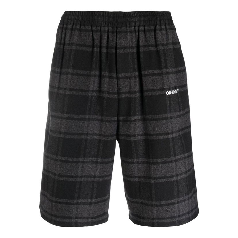 Къси панталони Off-White Designer Check-Print Shorts Черно | OMCB058C99FAB0010501