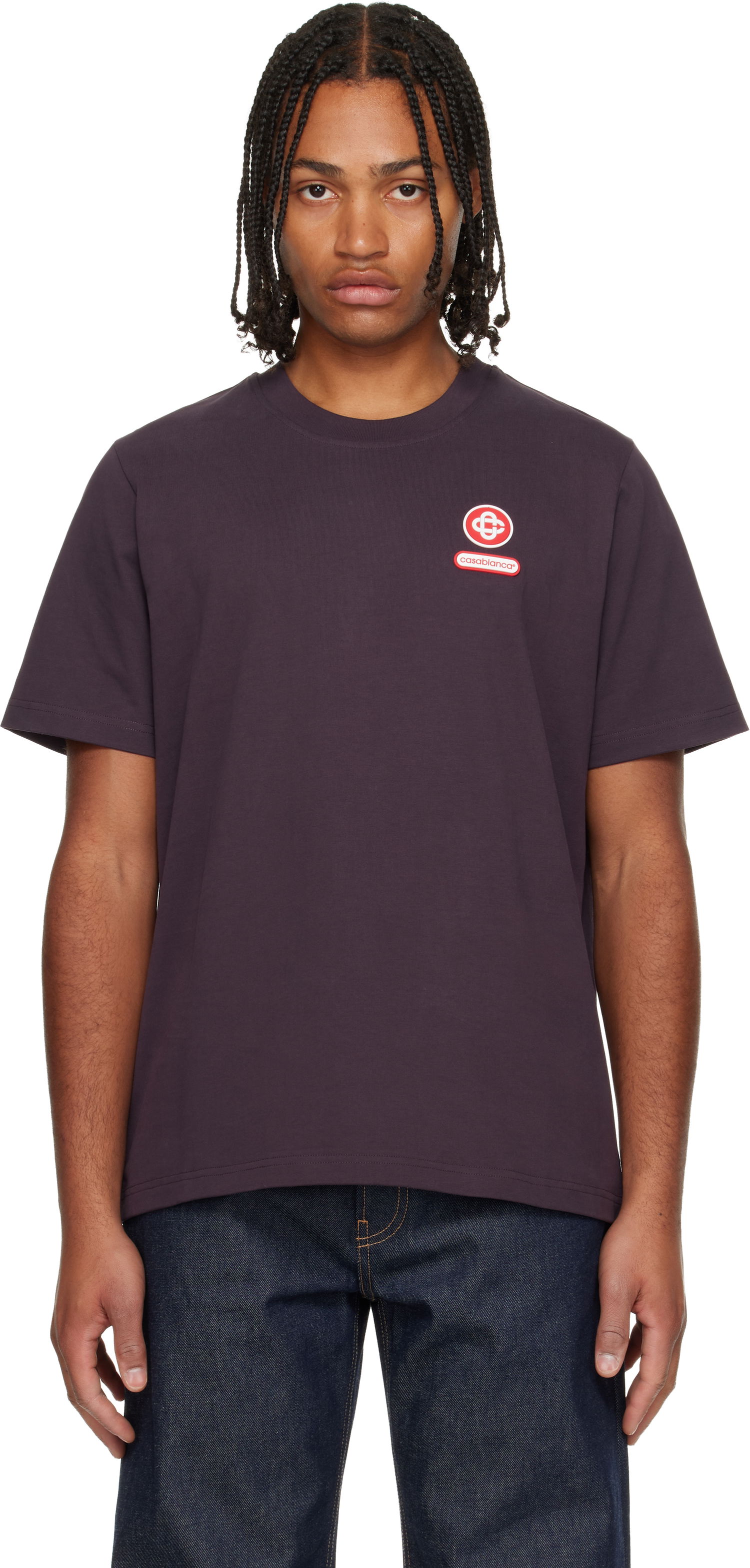 Тениска Casablanca Logo Patch Short Sleeve T-Shirt Лилаво | M-AW25-JTS-001-06, 0