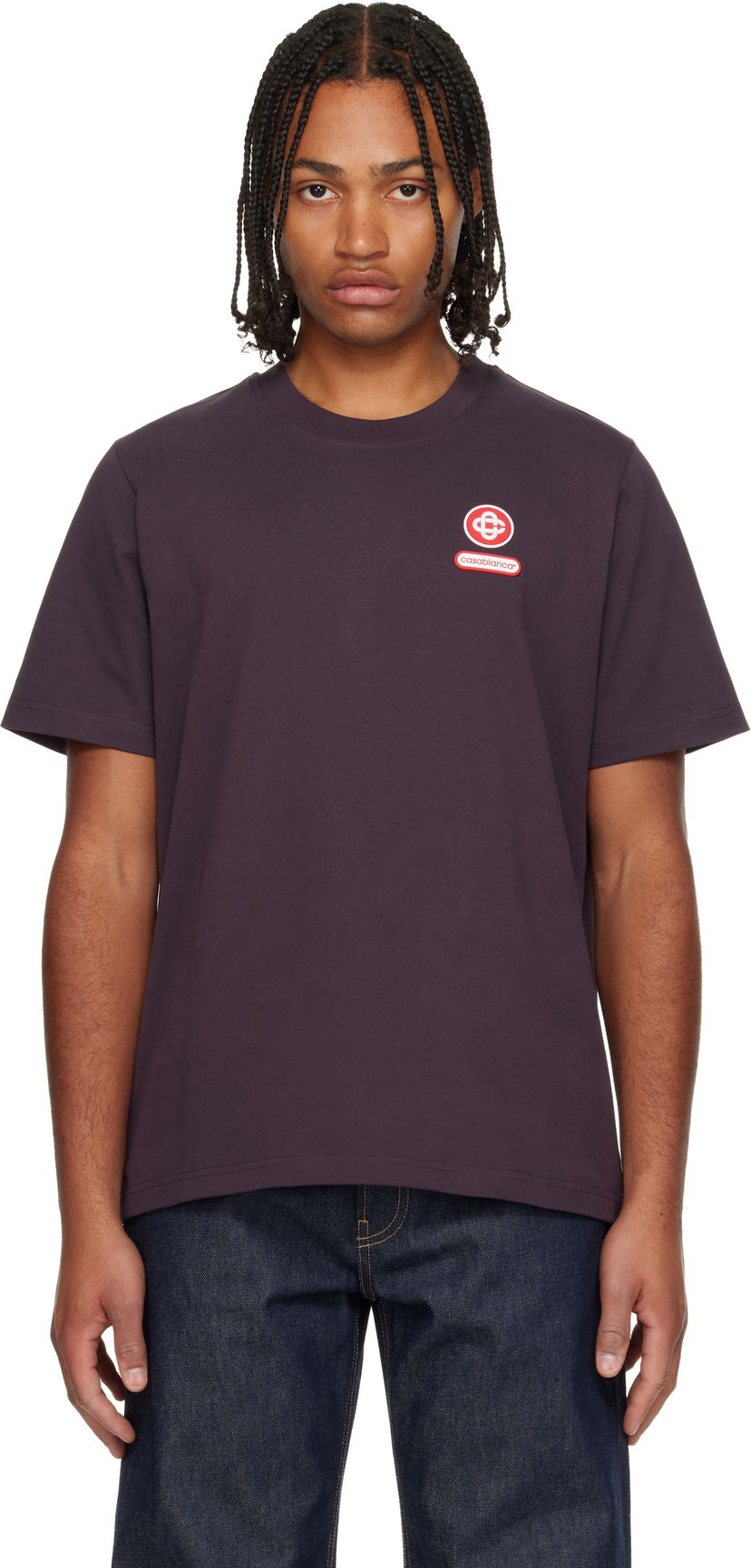 Тениска Casablanca Logo Patch Short Sleeve T-Shirt Лилаво | M-AW25-JTS-001-06