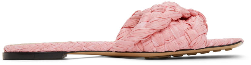 Кецове и обувки Bottega Veneta Bottega Veneta Raffia Stretch Flat Sandals Розово | 652860 V0GM0
