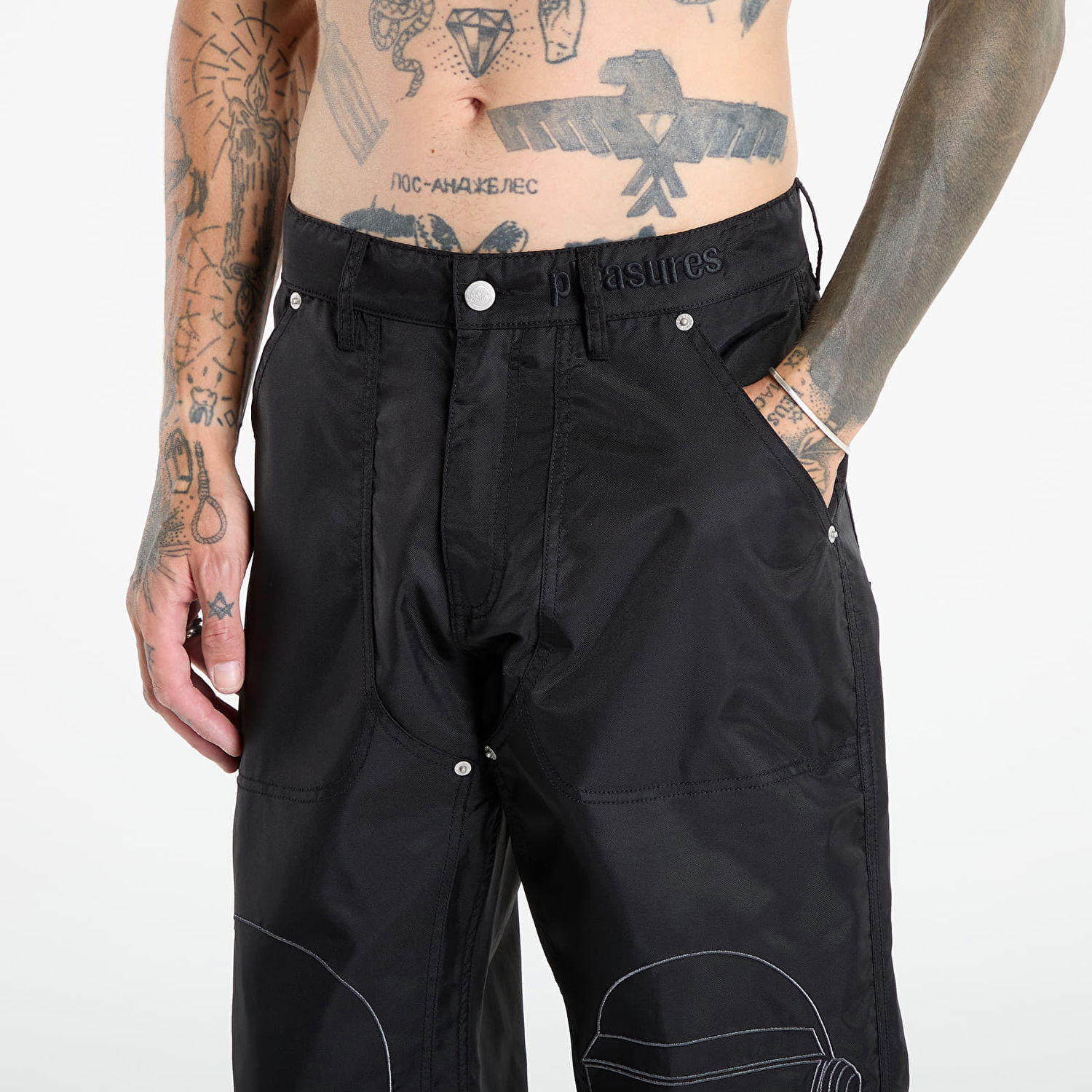 Панталони Pleasures PLEASURES Daft Club Helmets Nylon Work Pants Черно | P25DP009-BLACK, 1