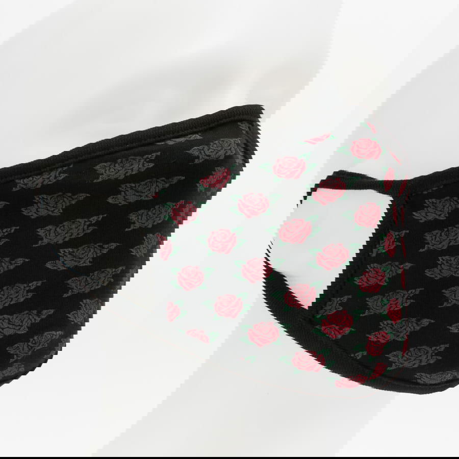 Облекло Urban Classics Roses Face Mask Черно | MT1738, 1