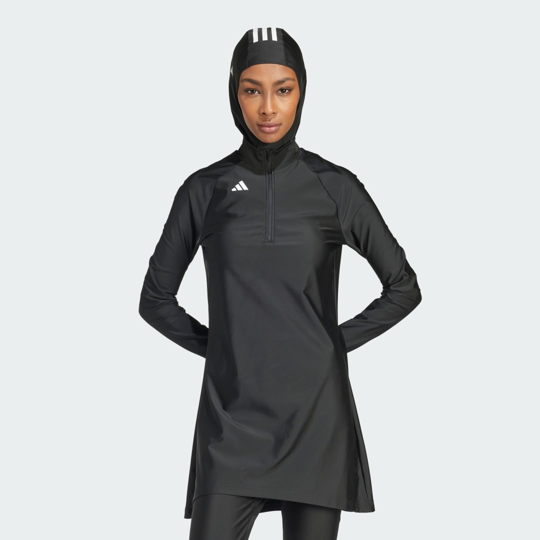 Бански adidas Performance 3-Stripes Long Sleeve Swim Top Черно | IQ3963, 1