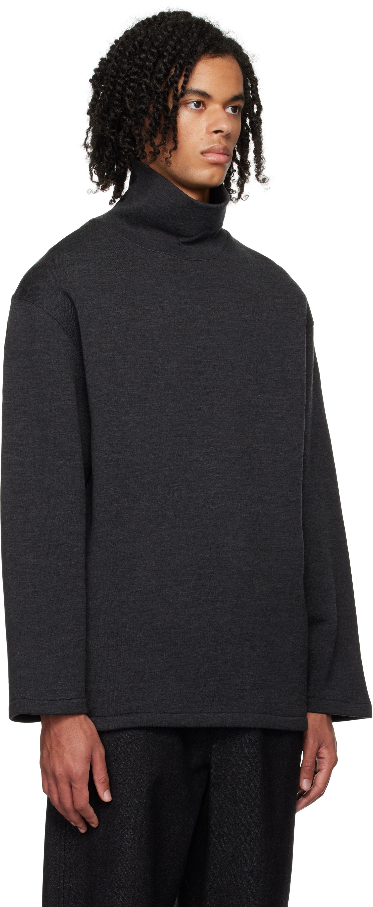 Пуловер LEMAIRE Lemaire Mock Neck Sweatshirt Черно | TO1287 LJ1020, 1