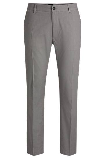 Regular Fit Micro-Patterned Stretch Cotton Trousers, 0