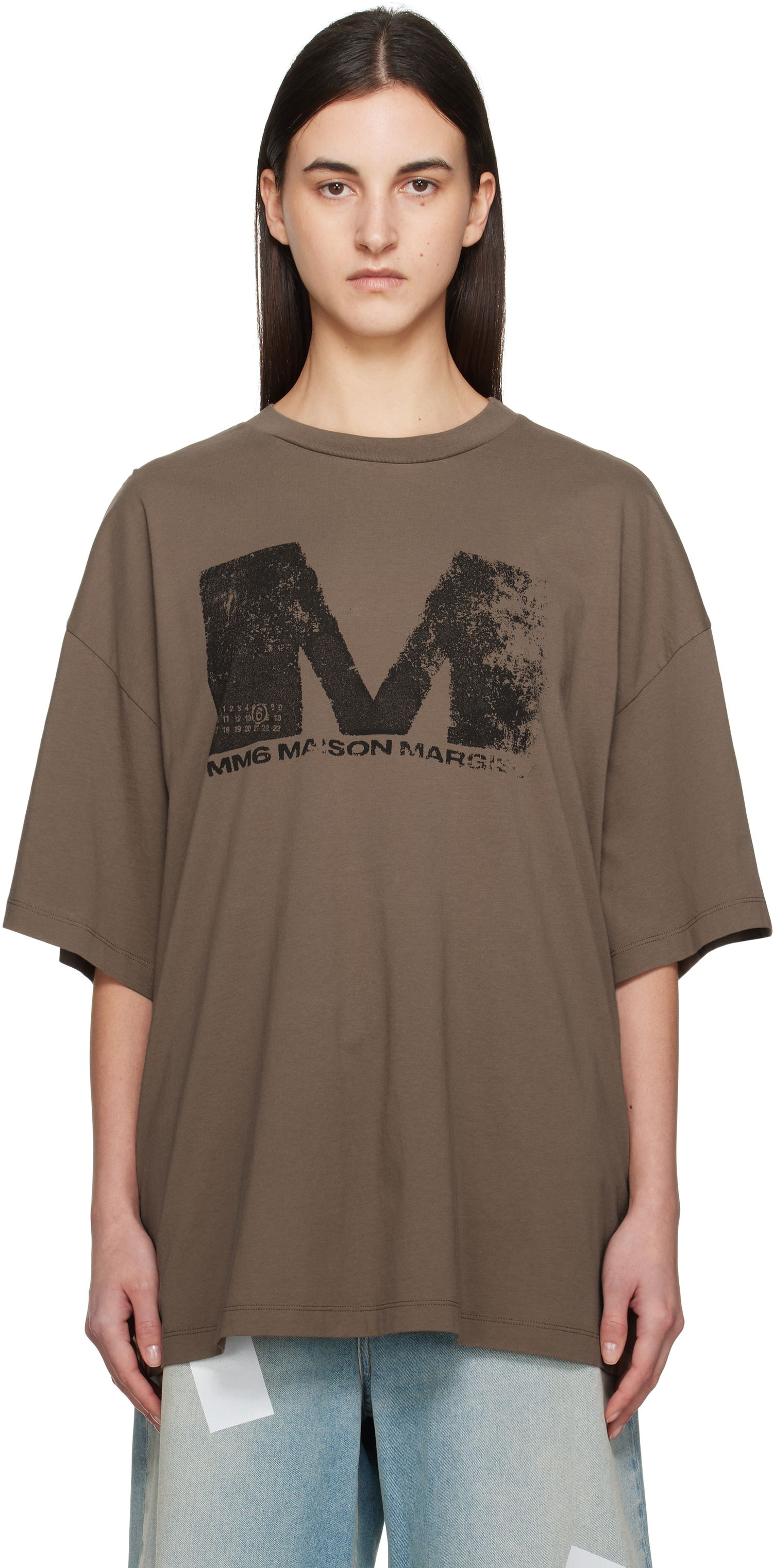 Тениска Maison Margiela MM6 Maison Margiela Sunbleached Logo T-Shirt Кафяво | S52GC0342 S24312, 0