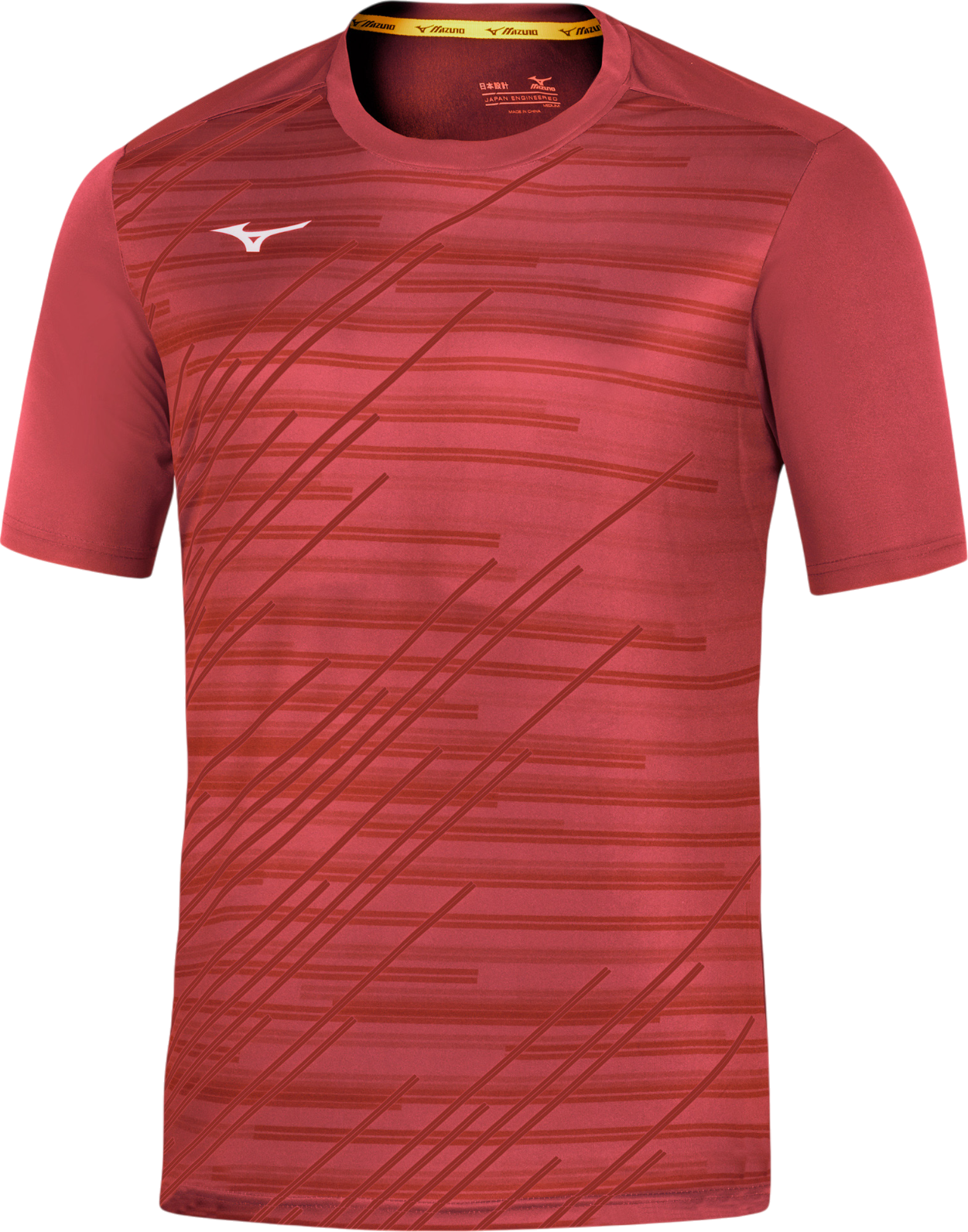 Тениска Mizuno Chiba Abstract Striped Short Sleeve T-Shirt Червено | 62eaa505-62, 1