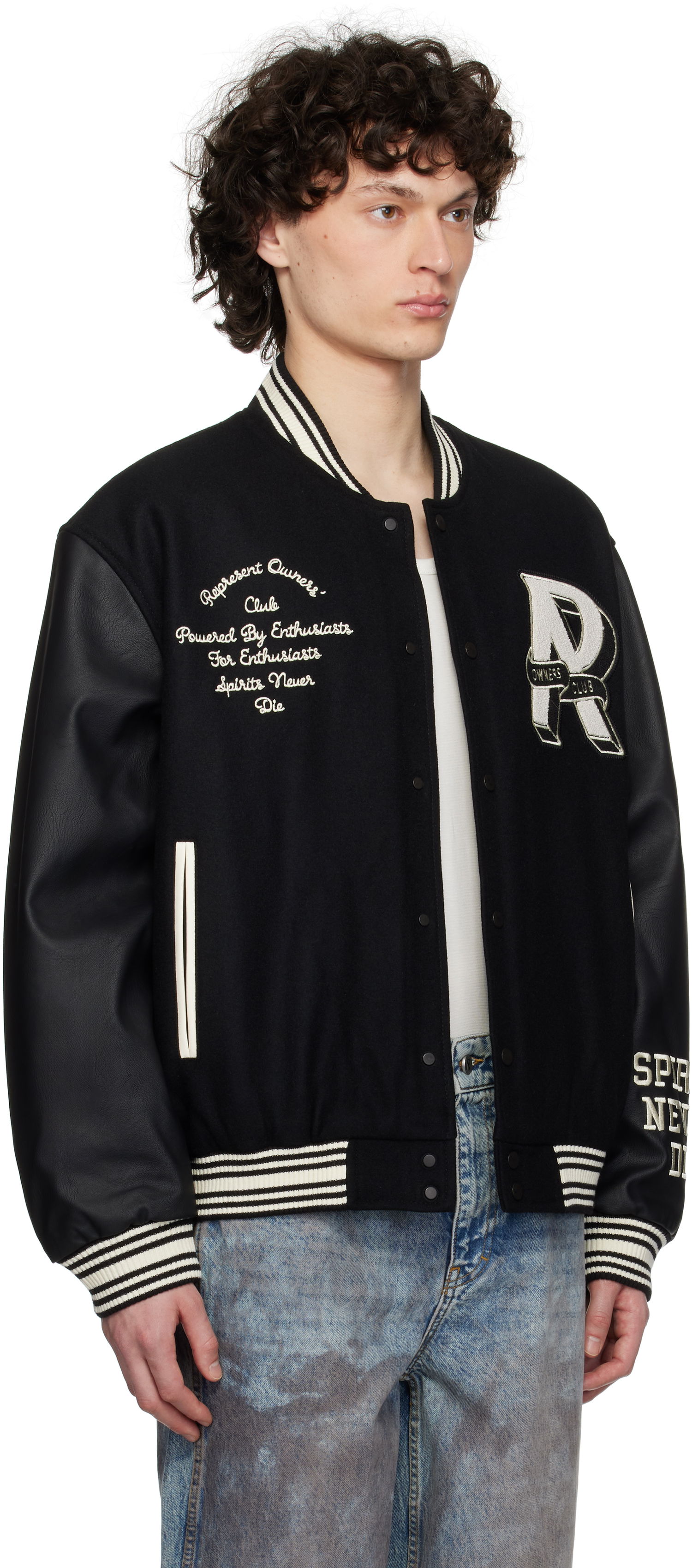 Яке бомбър Represent Clo Represent 'Owners Club' Varsity Bomber Jacket Черно | MLM100231, 1