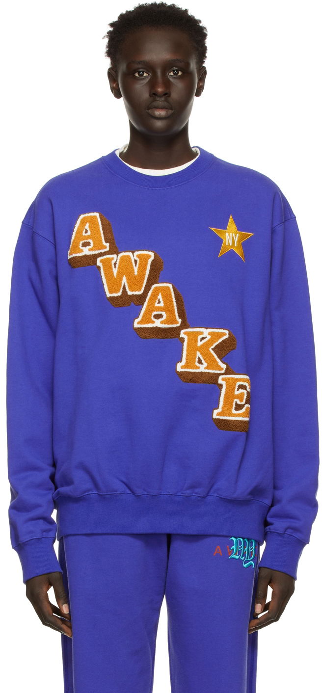 Суитчър Awake NY Stacked Logo Crewneck Sweatshirt Синьо | AWK-FW21-CN001, 0