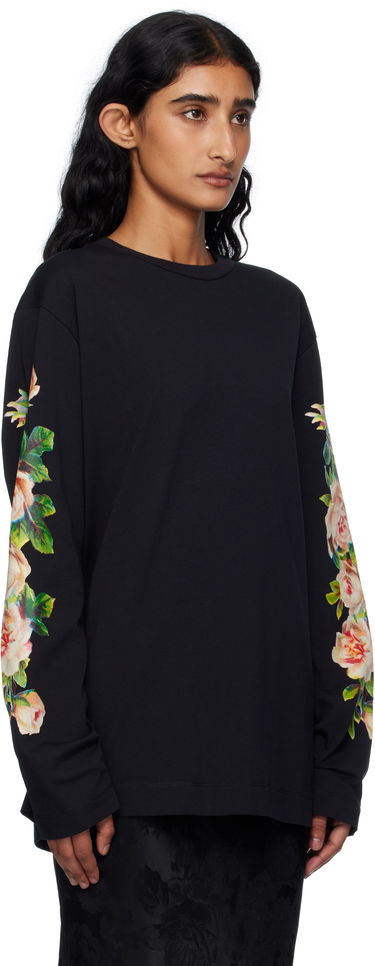 Тениска Simone Rocha Simone Rocha Rose Bouquet Long Sleeve T-shirt Черно | 5194P52-W 0569, 1