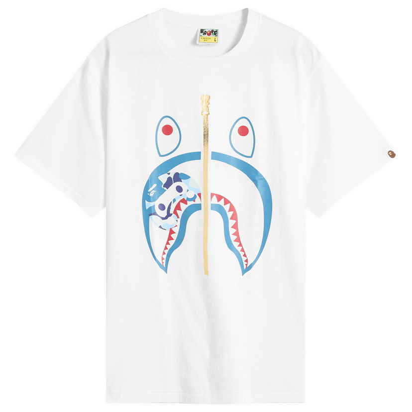 Тениска BAPE Abc Camoilo Shark Graphic Tee, Size L Бяло | 002TEL301003M-WBK