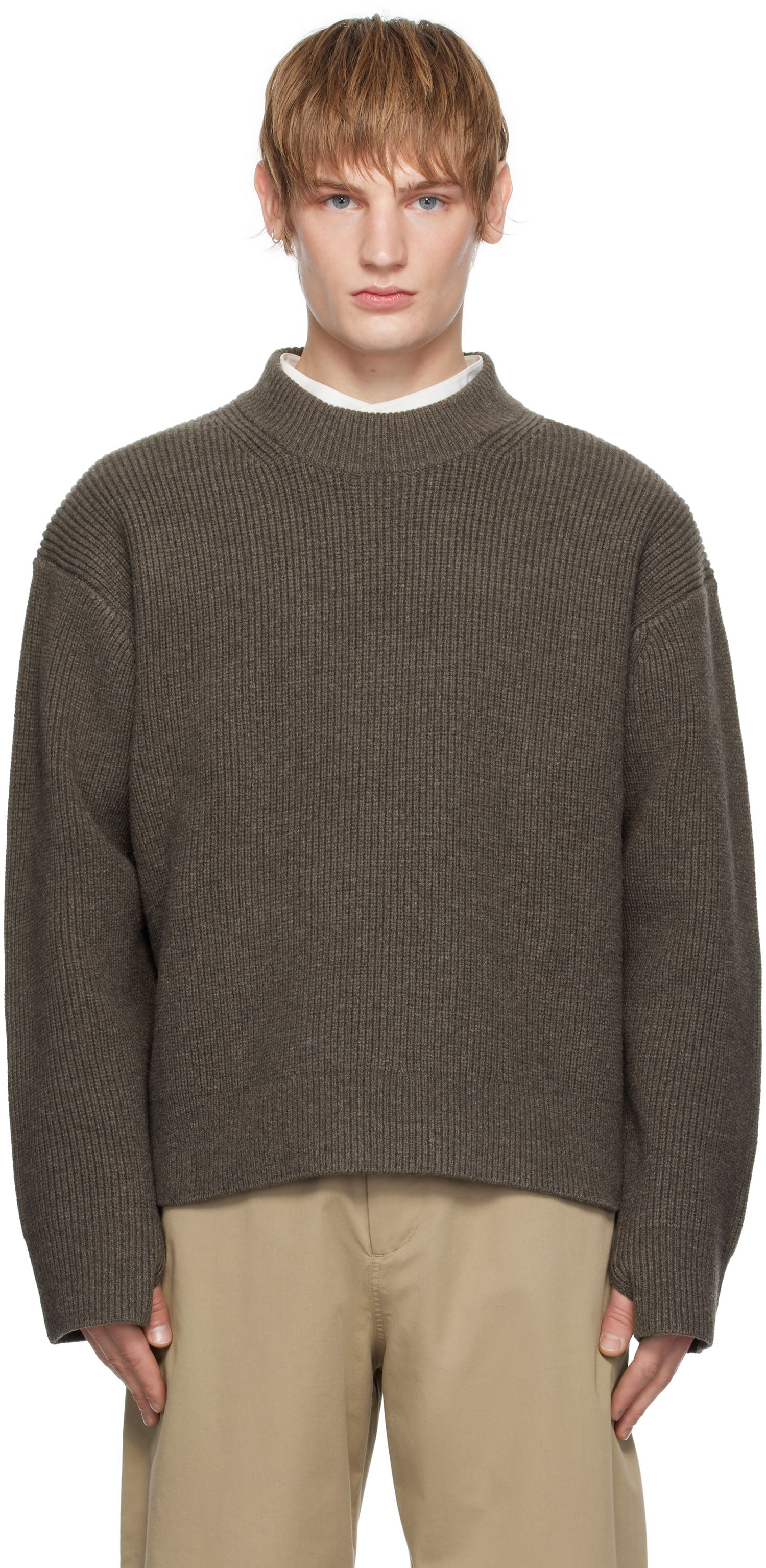 Пуловер Studio Nicholson Studio Nicholson Voe Knit Sweater Кафяво | VOE SNM - 1292, 0