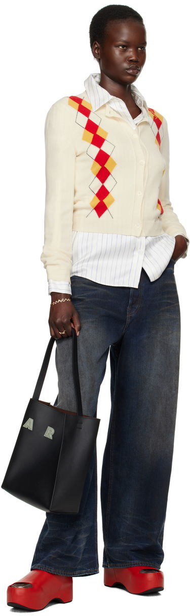 Пуловер Marni Marni Argyle Wool Cropped Cardigan Бяло | CDMD0397Q0 UFH546, 3