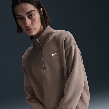 Суитчър Nike Sportswear Phoenix Fleece Quarter-Zip Sweatshirt Кафяво | HJ0931-233, 1
