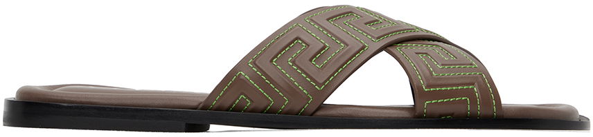 Кецове и обувки Versace Greca Sandals "Brown" Кафяво | 1005770 1A05954, 0