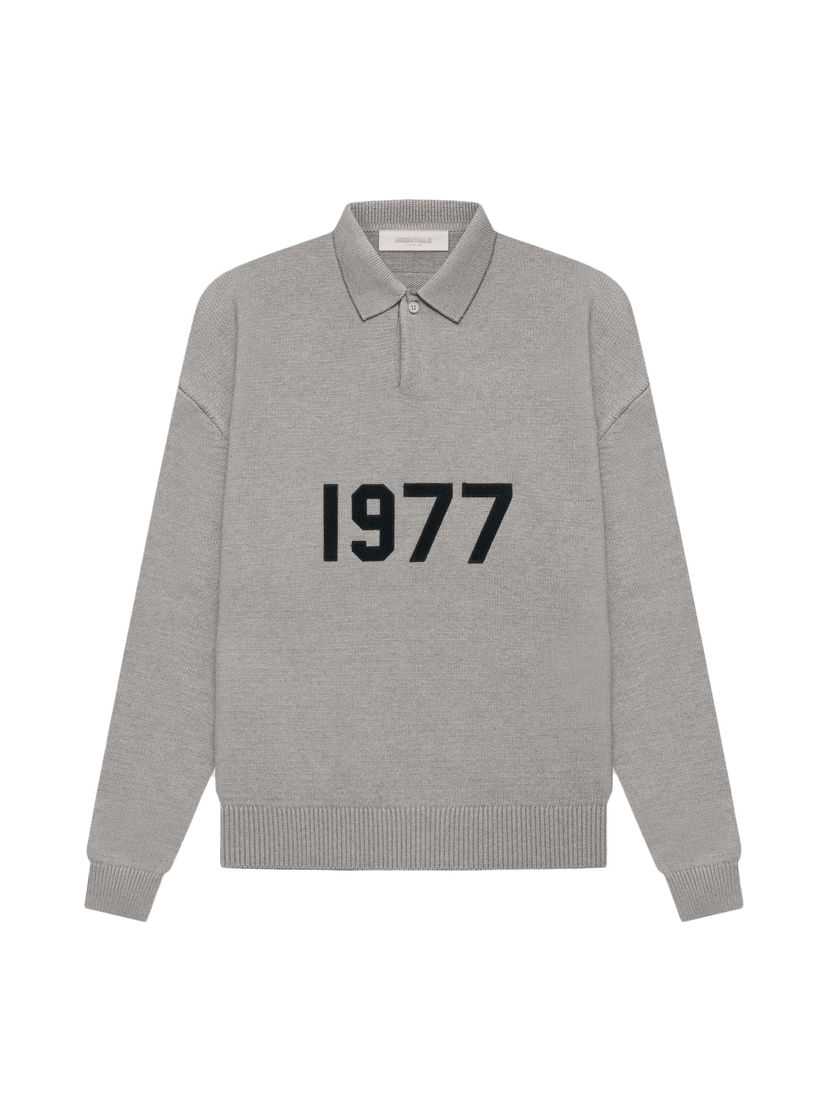 Поло тениска Fear of God Essentials Knit L/S Polo Dark Oatmeal Сиво | 192BT212181F
