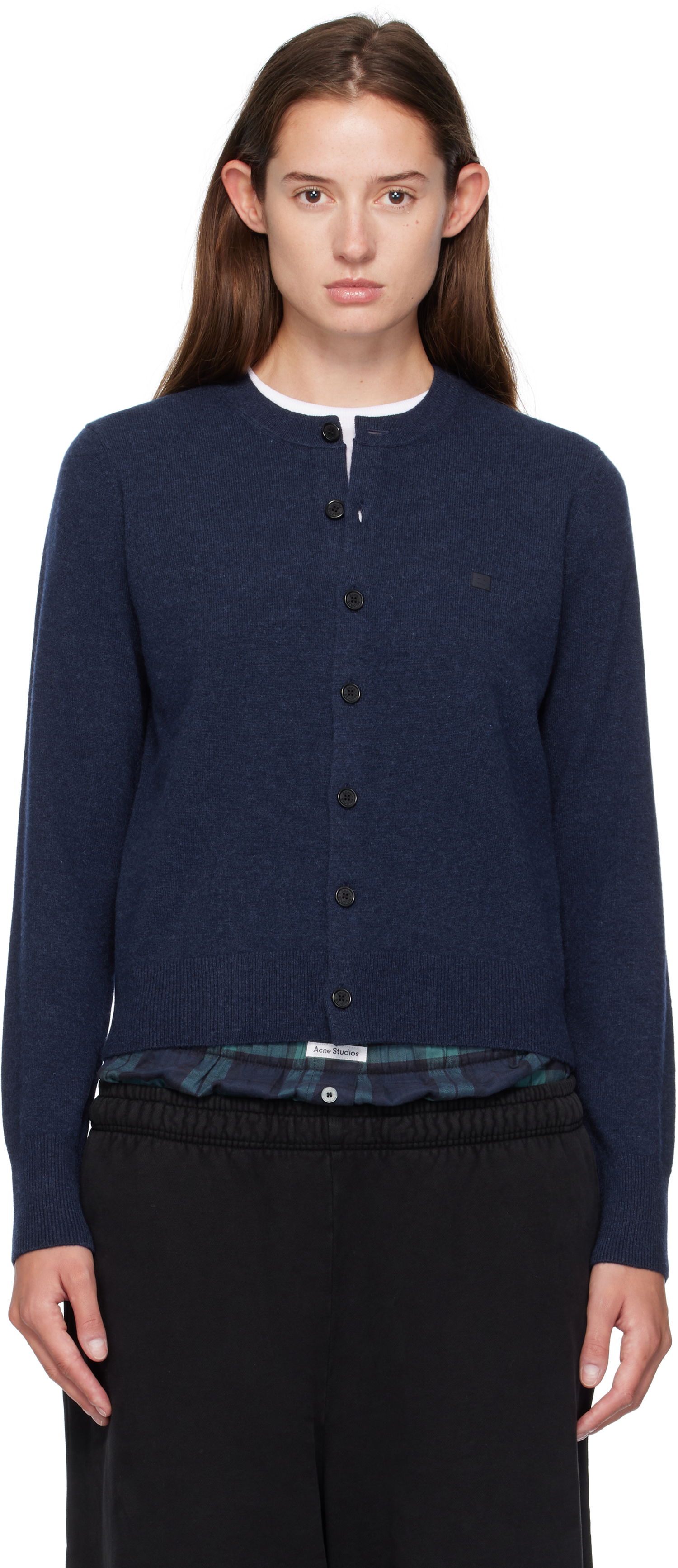 Пуловер Acne Studios Fitted Yak Wool Cardigan Тъмно синьо | A60634-, 0
