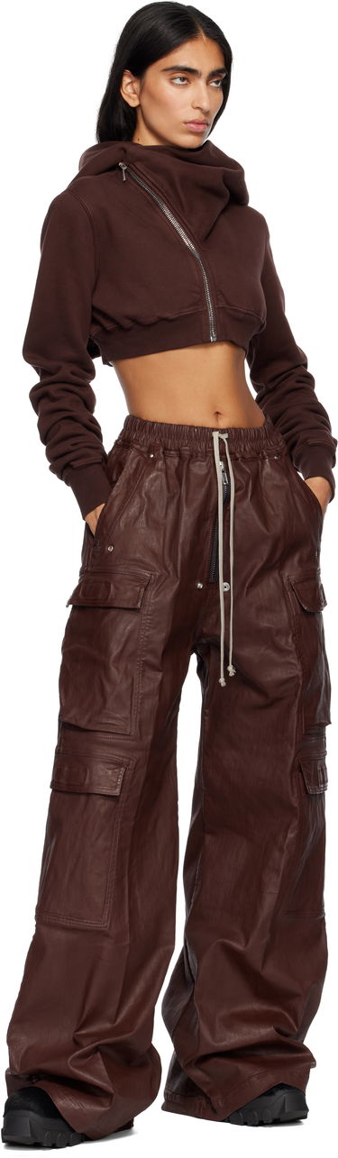 Суитчър Rick Owens Concordians Micro Mountain Cropped Asymmetric Zip Hoodie Кафяво | DS02E7237 F, 3
