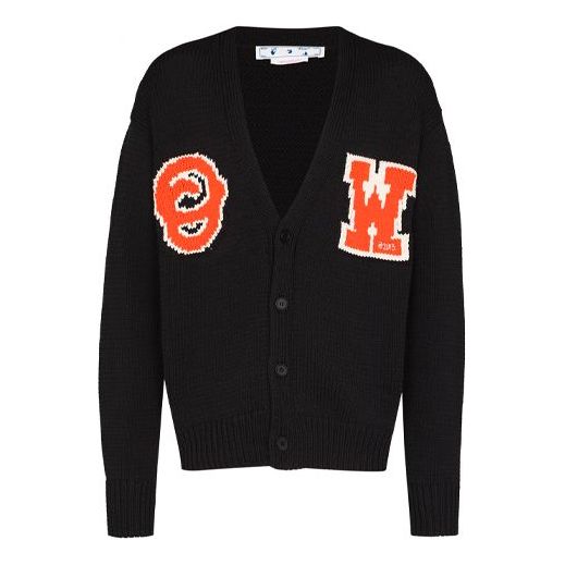 Пуловер Off-White Off-White Logo Intarsia V-Neck Knit Cardigan Черно | OMHB014C99KNI0011020, 0