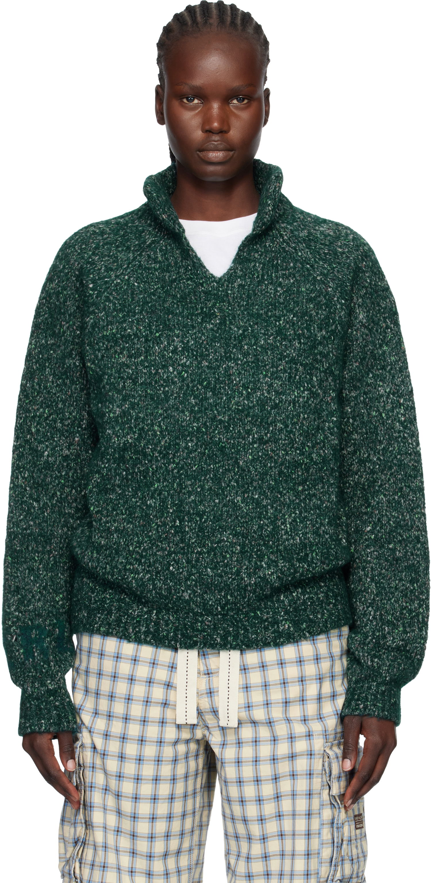 Пуловер ERL Slit Neck Alpaca Polo Зелено | ERL11N006, 0