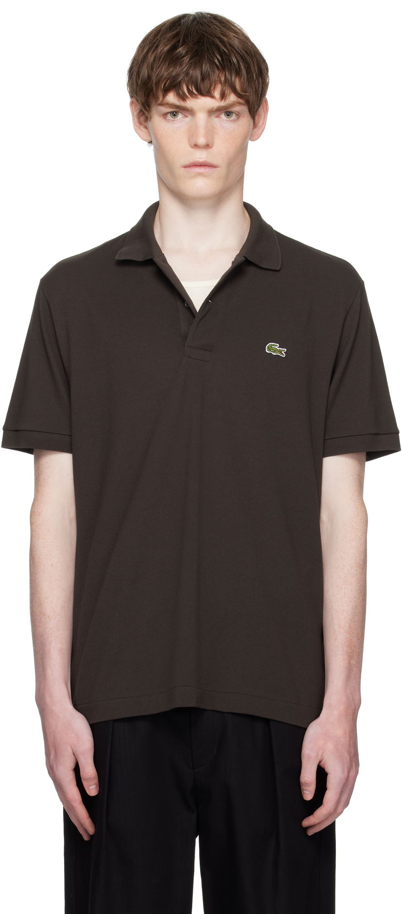 Поло тениска Lacoste Classic Fit L.12.12 Light Piqué Polo Кафяво | PH9851_SKB