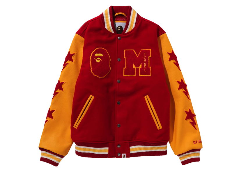 Яке BAPE BAPE x Michael Jackson Varsity Jacket Red Червено | 1J73-141-906
