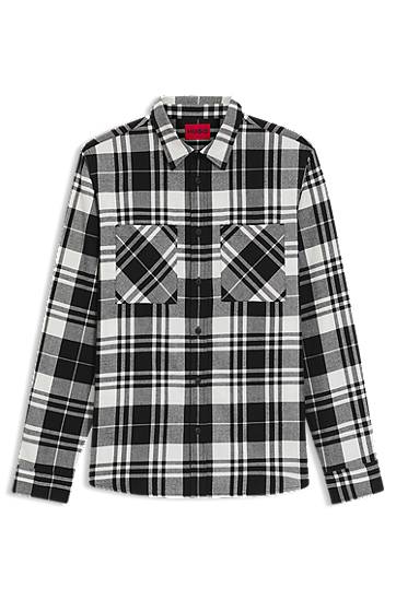 Relaxed-fit shirt in checked cotton flannel
