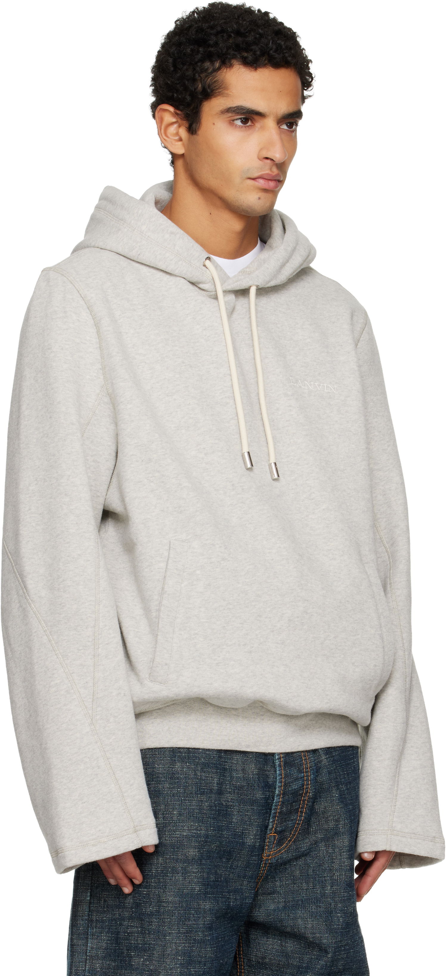 Суитчър LANVIN Lanvin Cotton Fleece & Cashmere Hoodie Сиво | RM-HO0004-F044-H25, 1
