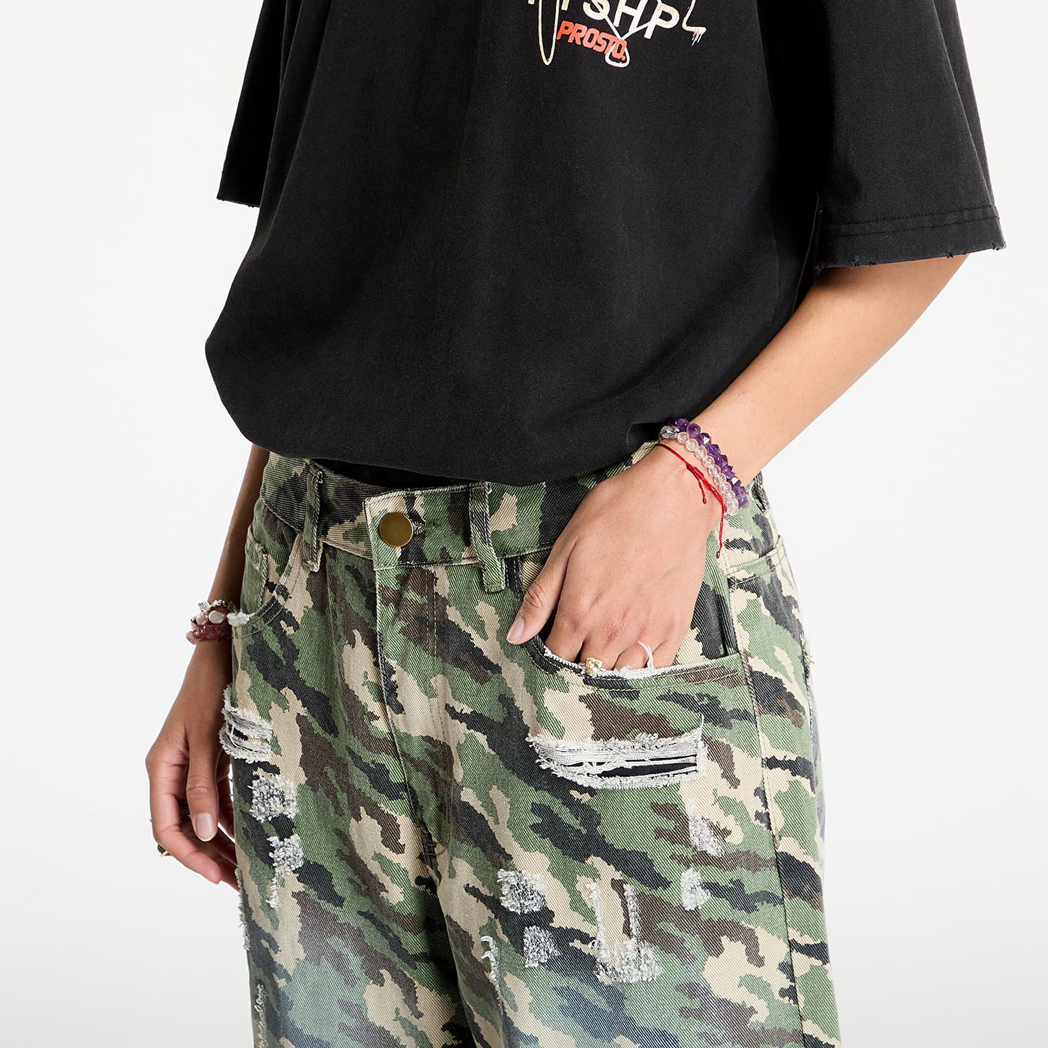 Карго панталони Footshop Cargo Pants Camo Зелено | FTSHP_418, 1