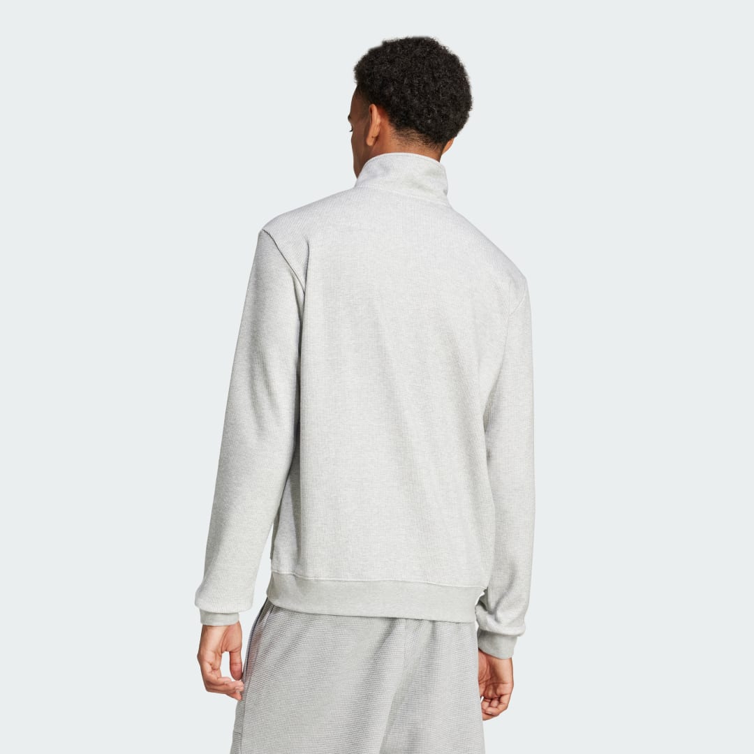 Суитчър adidas Performance Essentials Waffle 1/2 Zip Sweatshirt Сиво | JD2447, 1