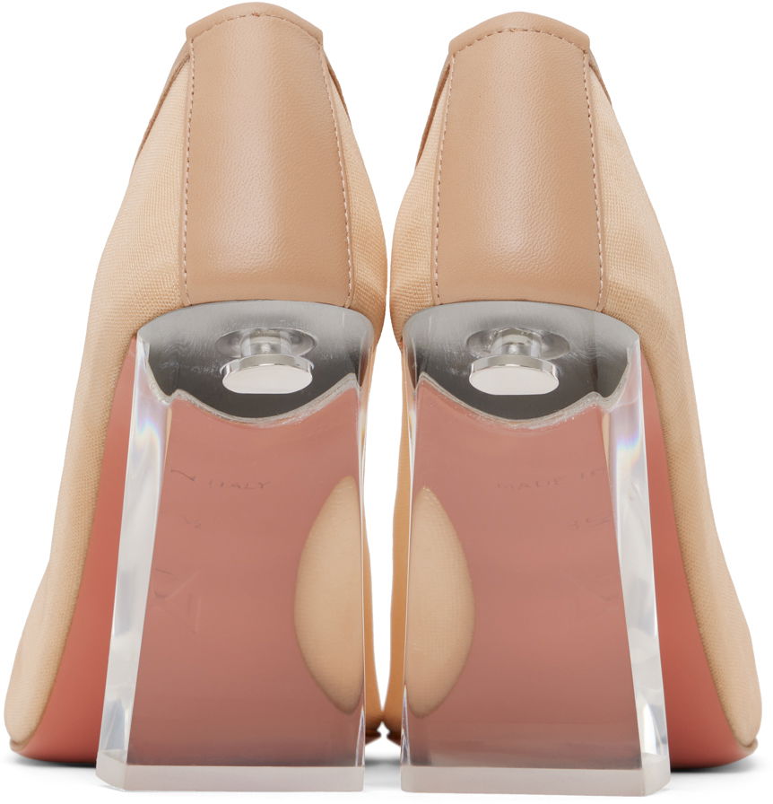 Кецове и обувки Amina Muaddi Half Glass Pump Heels Бежово | CHARLOTTE GLASS MESH PUMP 95, 1