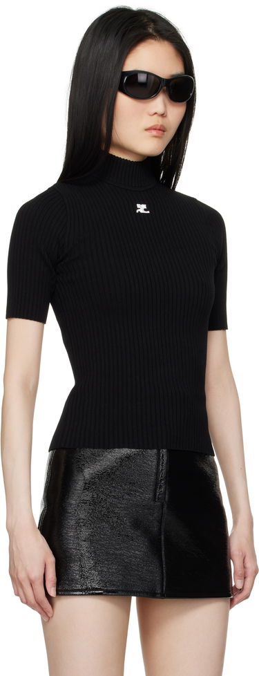 Тениска Courrèges Short Sleeve Knit Jumper Черно | PERMPU026FI0001-9999, 3