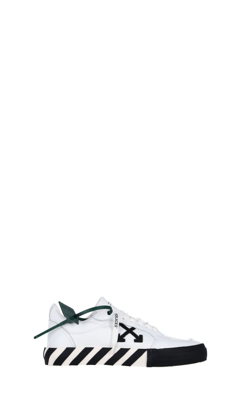 Кецове и обувки Off-White Low Vulcanized Leather SS22 "White Black" Бяло | OMIA085C99LEA0010110
