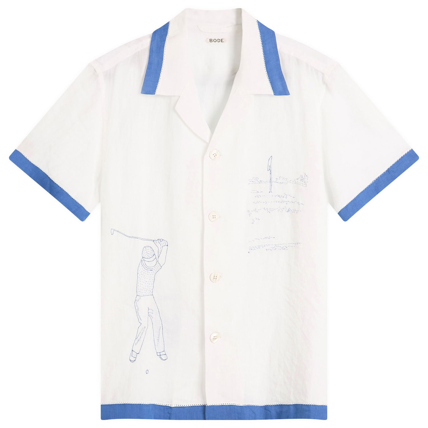 Риза Bode BODE Club Champion Short Sleeve Shirt Бяло | MRS25SH008-WHB, 1