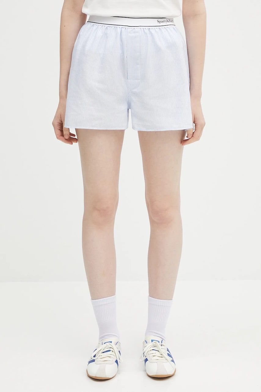 Къси панталони Sporty & Rich Sporty & Rich Serif Logo Oxford High Waist Shorts Синьо | SH015620300ST03, 0