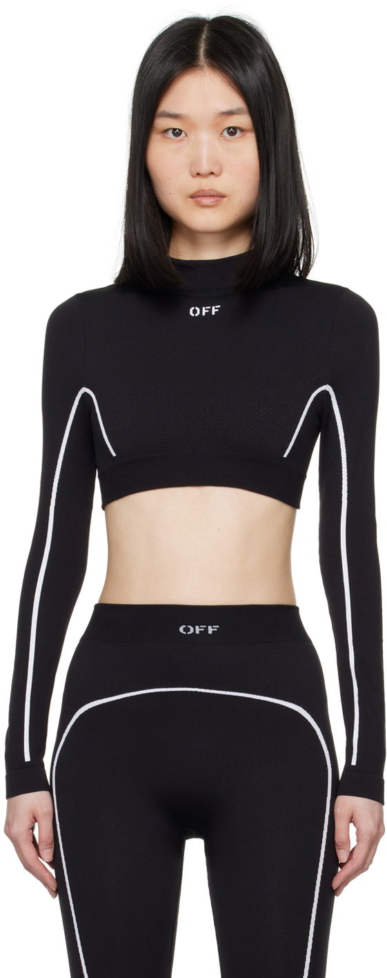 Съкратен топ Off-White Black Off Stamp Seamless Crop Top Черно | OWVB046C99KNI0011001