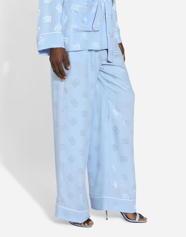 Пижама Dolce & Gabbana Silk Satin Jacquard Logo Pajama Pants Синьо | FTAMPTFJ1JOF3981, 3