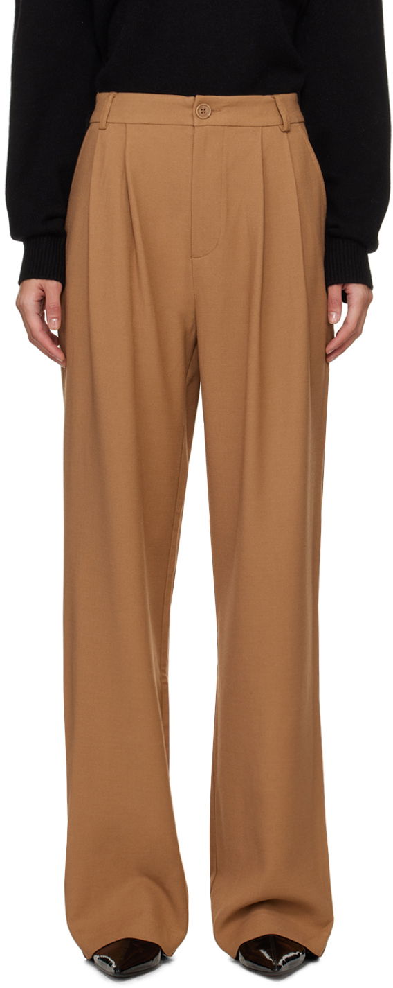 Панталони Anine Bing Carrie Pleated Trousers Кафяво | A-03-3269-200