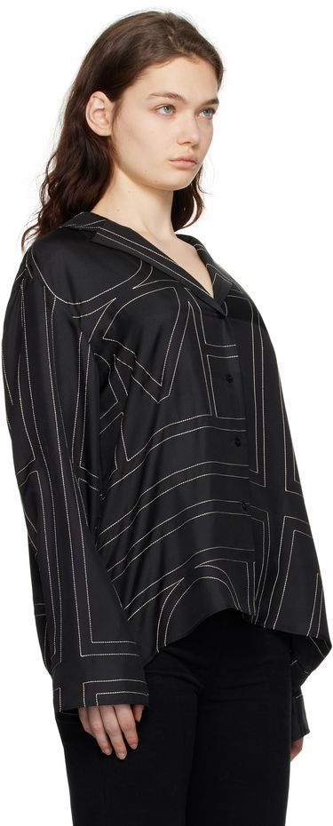 Риза TOTEME Monogram Satin Shirt Черно | 213-755-707, 4