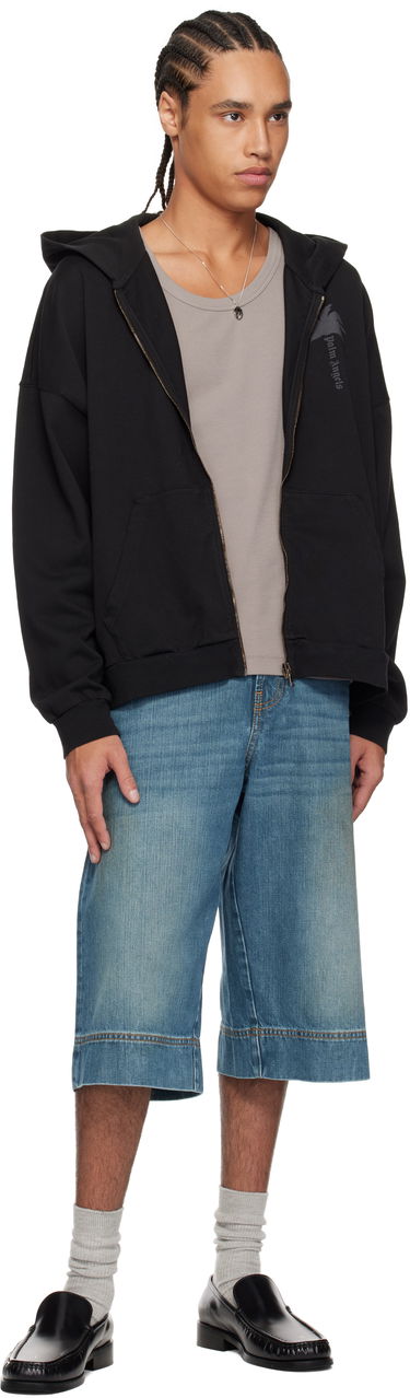 Къси панталони Palm Angels Palm Angels Curved Logo Denim Shorts Синьо | PMYC007S25DEN0014555, 3