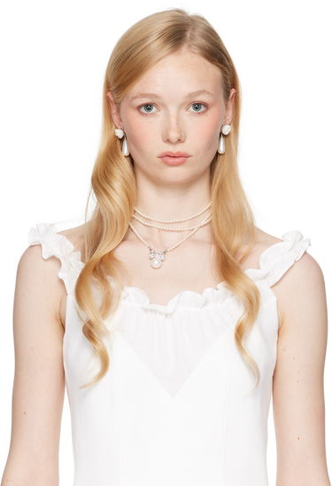 Обеци SHUSHU/TONG SHUSHU/TONG YVMIN Edition Rose Faux-Pearl Earrings Бяло | 25304WHT00DN2, 2