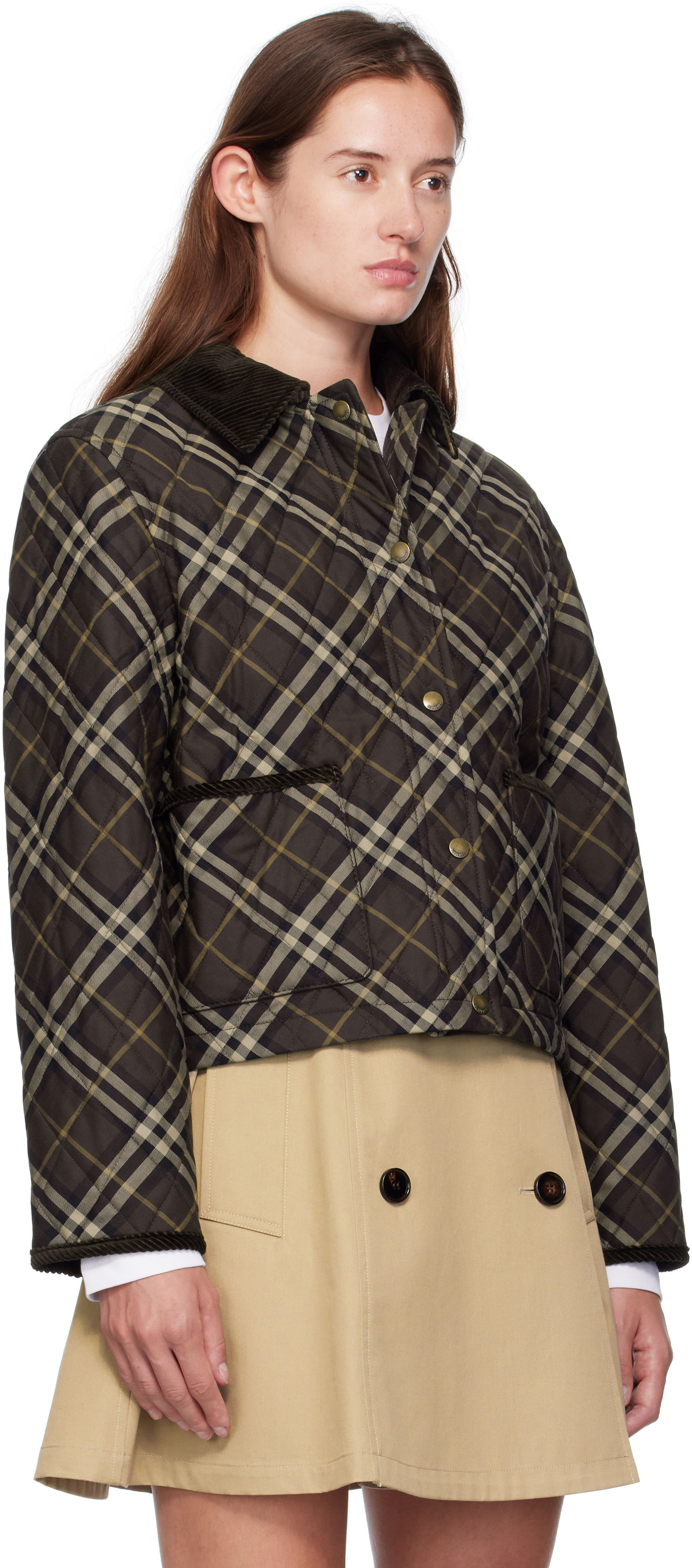 Яке Burberry Burberry Oldham Plaid Quilted Jacket Кафяво | 8115975, 1