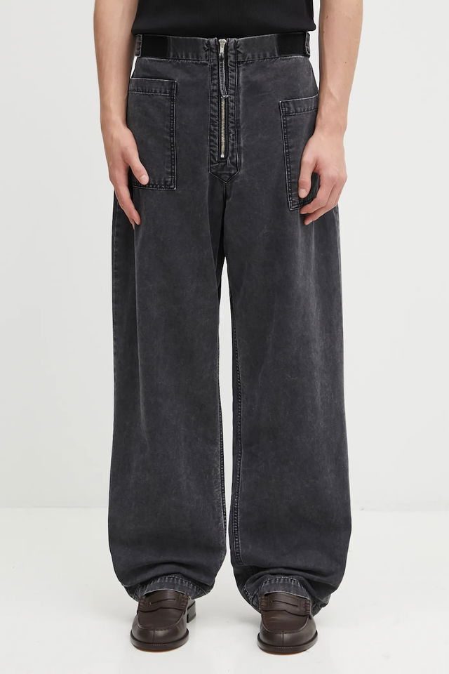 Washed Canvas Wide Leg Walking Pant