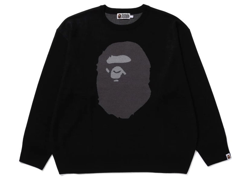 Пуловер BAPE BAPE Ape Head Jacquard Knit Sweater Black Черно | 1J80-120-005