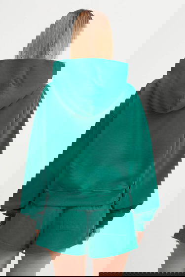 Суитчър Sporty & Rich Sporty & Rich Crown Tennis Embroidered Cropped Hoodie Зелено | ST074621426GR03, 2